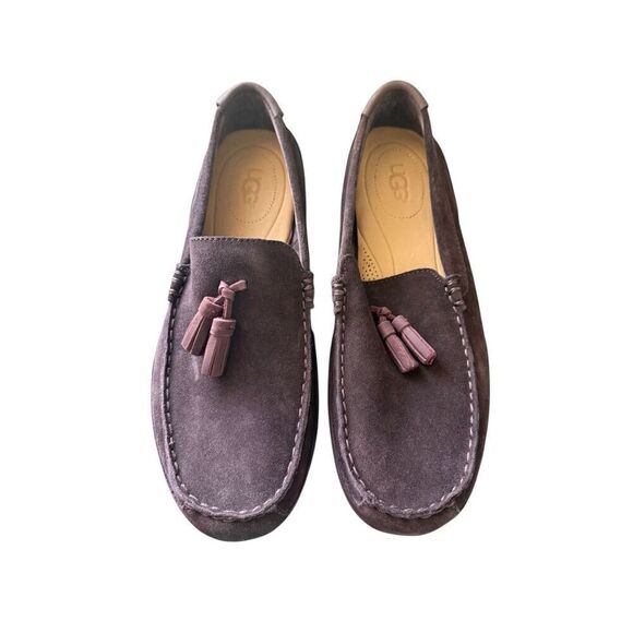 UGG men’s Chocolate Brown Leather Suede Slip-On Tassel Loafers Shoes Size 11 main image 9